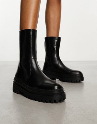 Walk London Margot zip boots in black leather - ASOS Price Checker