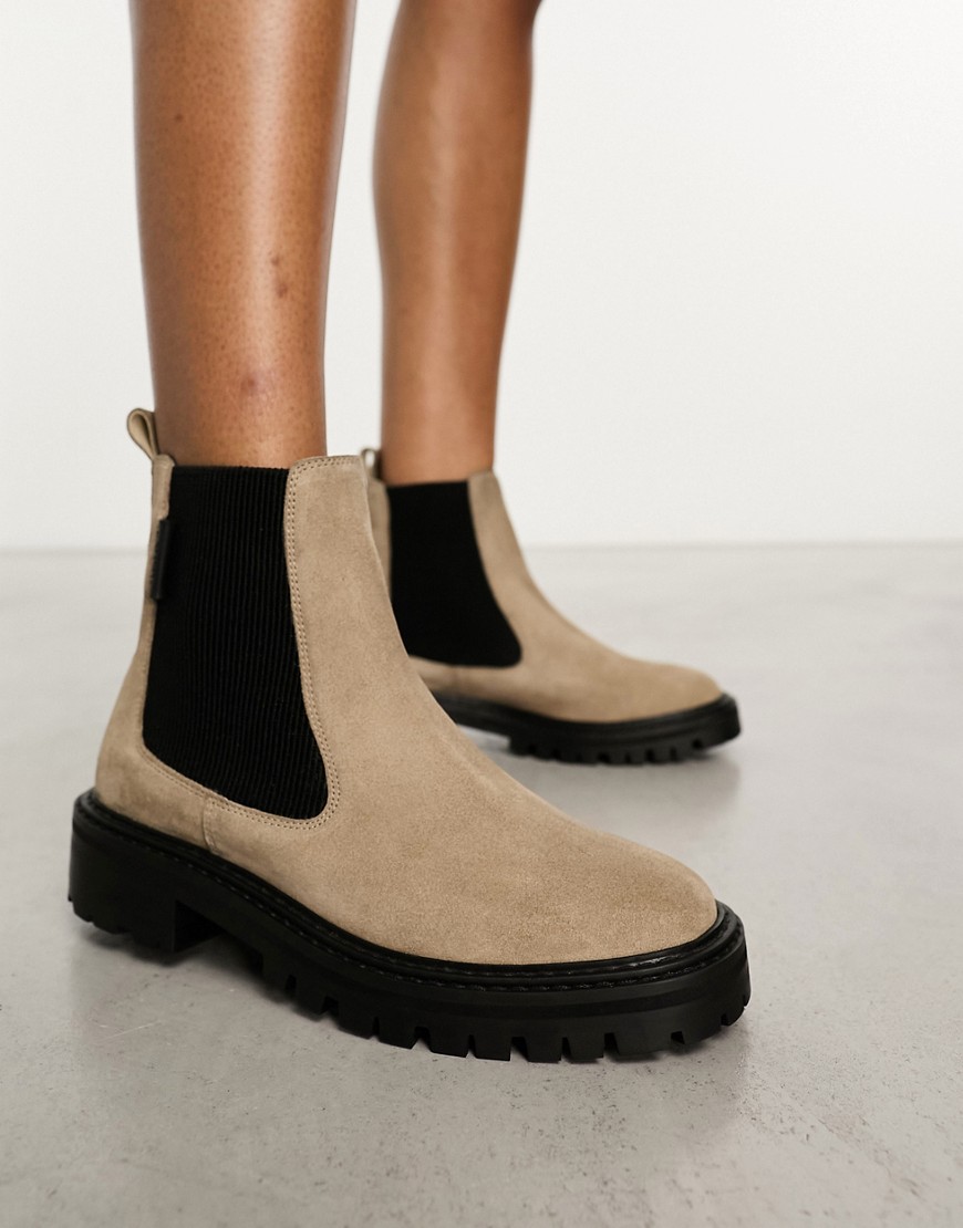 Marina chelsea boots in taupe leather-Neutral