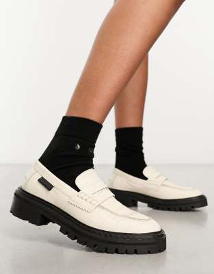 WALK LONDON Walk London Marina saddle loafers in white leather