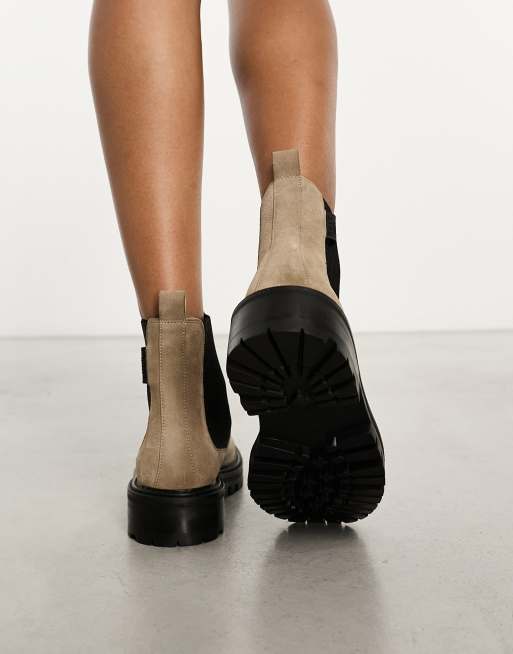 WALK LONDON Marina Stivaletti in pelle tortora ASOS