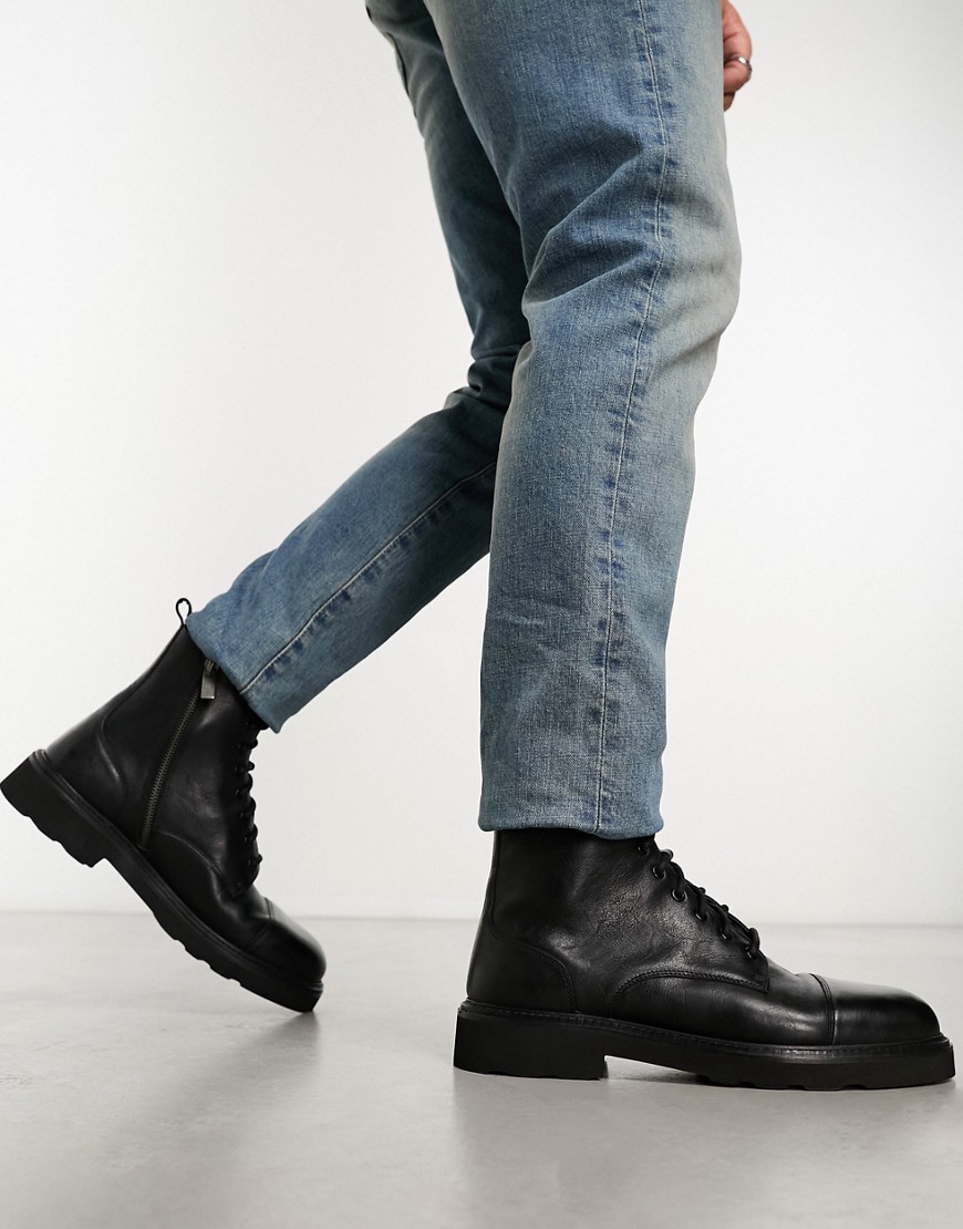 Walk London Max top cap boots in black leather