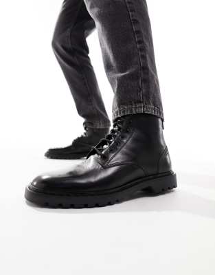 Milano lace up boots in black leather