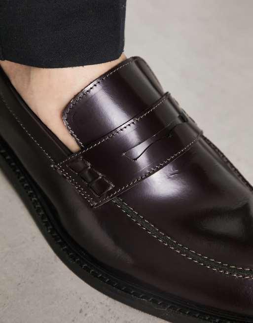 Walk London – Oliver – Bordowe błyszczące loafersy , 3 z 4