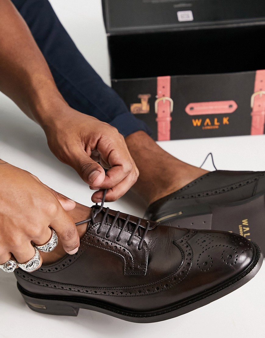 Walk London Oliver Brogues In Brown Leather