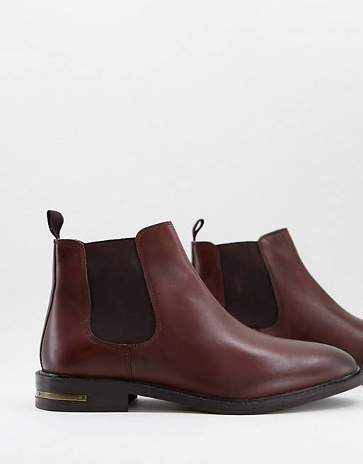 Walk London Oliver chelsea boots in brown leather with metal heel | ASOS