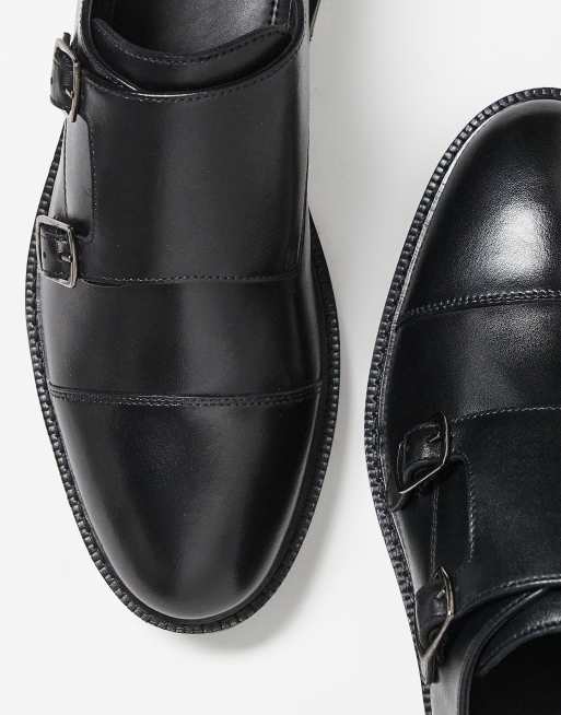 Walk London – Oliver – Czarne skórzane monki z paskami, 3 z 5