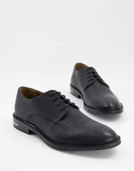 Walk London – Oliver – Derby-Schuhe aus geätztem Leder in Schwarz