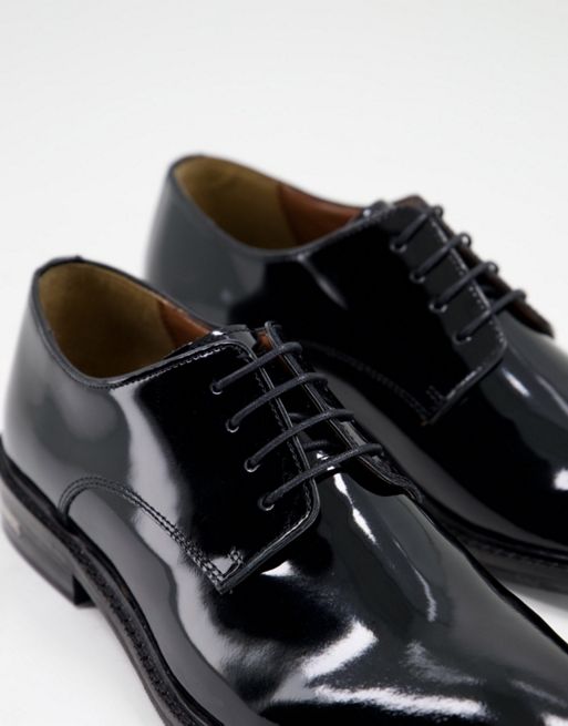 Walk London Oliver derby shoes in patent black leather | ASOS