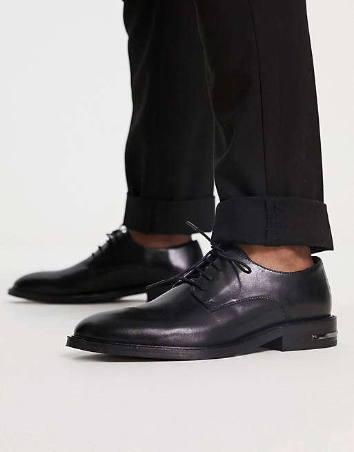 Walk London Oliver lace up shoes in black leather 