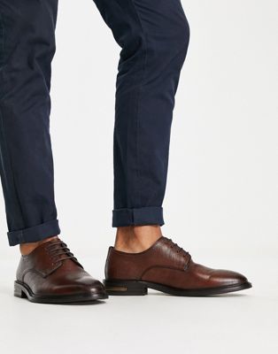 Walk London Oliver lace up shoes in brown leather  - ASOS Price Checker