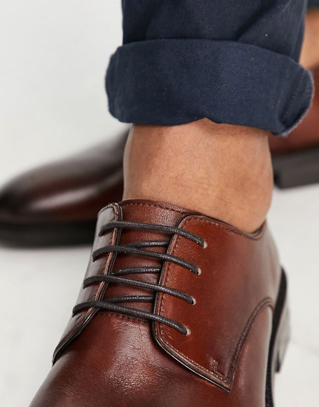 Walk London oliver lace up shoes in brown leather | 57% OFF ...