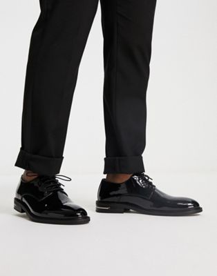 WALK LONDON oliver lace up shoes in patent-black