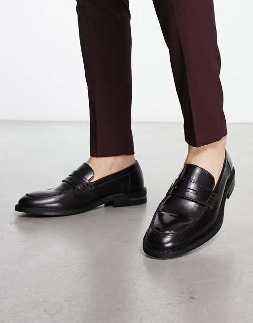 Walk London - Oliver - Leren loafers in hoogglanzend bordeauxrood 