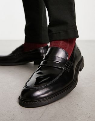 Walk London Oliver loafers in black hi shine leather | ASOS