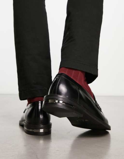 Walk London Oliver loafers in black hi shine leather , 4 of 4