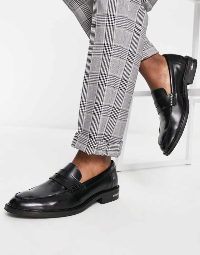 Walk London oliver loafers in black hi shine