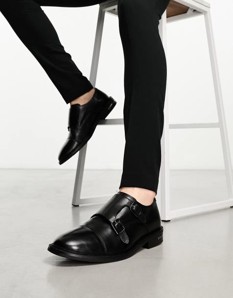 WALK London – Oliver – Monk-Schuhe aus Leder in Schwarz mit Riemen - view 1