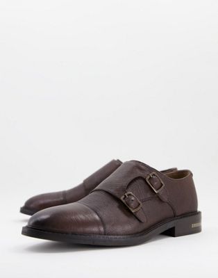 Walk London Oliver monk shoes in tan pebble leather - ASOS Price Checker