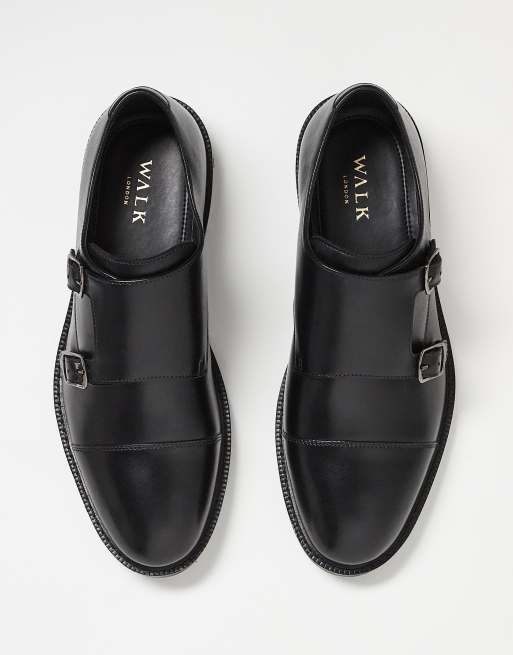 Walk London Oliver monk strap shoes in black leather, 5 of 5