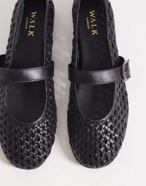 Walk London – Petal – Gewebte Leder-Ballerinas in Schwarz, 2 von 4