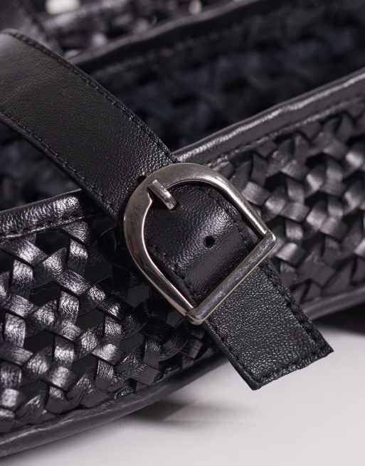 Walk London – Petal – Gewebte Leder-Ballerinas in Schwarz, 3 von 4