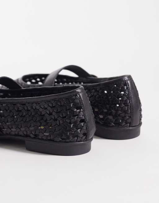 Walk London – Petal – Gewebte Leder-Ballerinas in Schwarz, 4 von 4