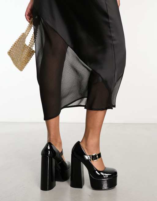 Walk London - Phoenix - Scarpe Mary Jane nere con plateau, 3 di 4