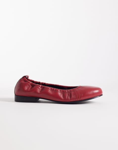 Walk London Polly Ballerina in red leather - view 1