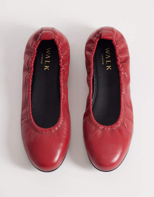 Walk London - Polly - Ballerina's van leer in rood, 2 van 4