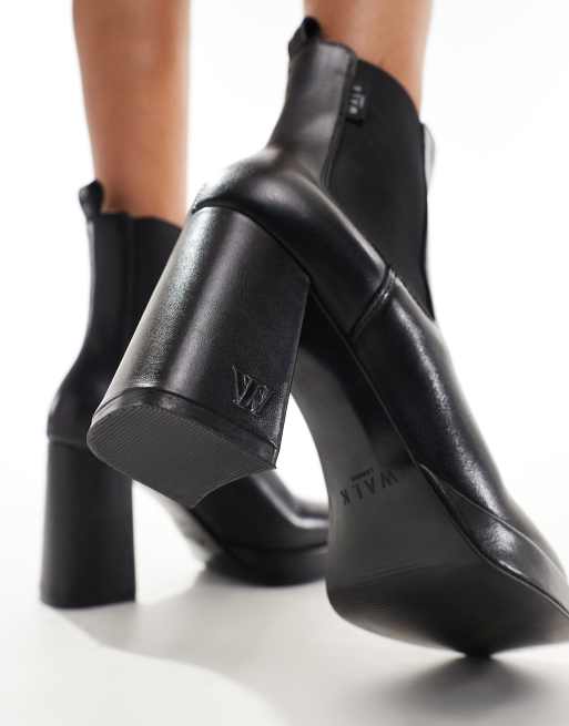 Walk London - Poppy - Leren chelsea boots in zwart, 3 van 4