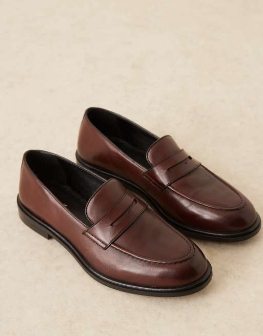 Walk London - Putney - Mocassini marroni in pelle con mascherina, 2 di 4