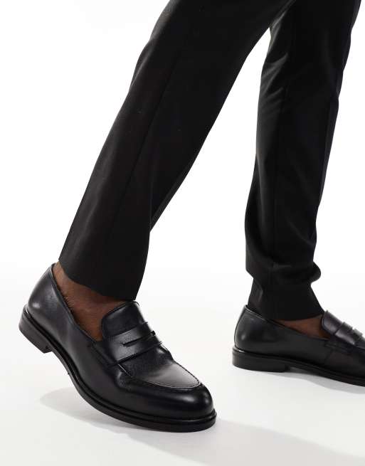 Walk London Putney saddle loafers in black leather