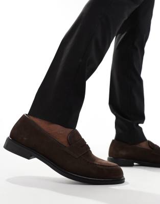 Putney saddle loafers in brown suede