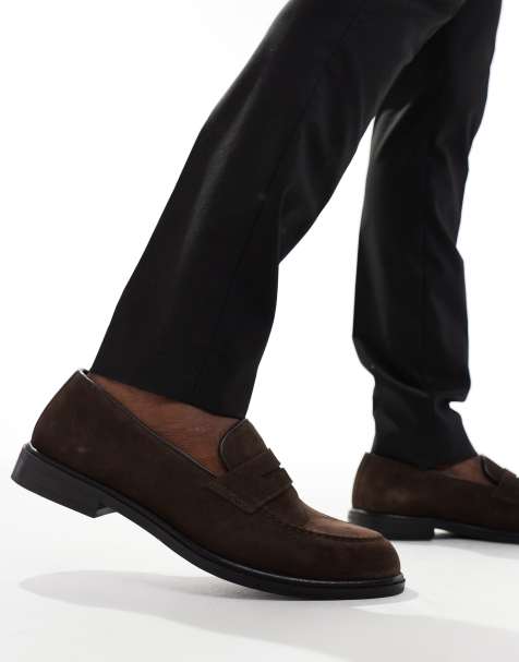 Walk London - Putney - Suède zadelloafers in bruin - view 1