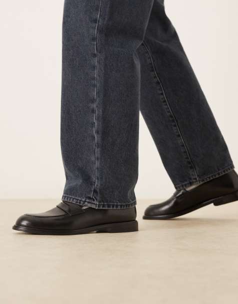 Walk London – Putney – Svarta loafers i sadelstil av läder - view 1