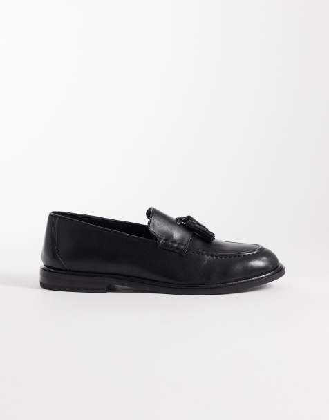 Walk London Putney tassel loafer in black leather - view 1