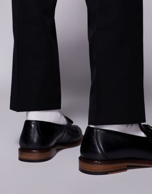 Walk London Putney tassel loafers in black leather