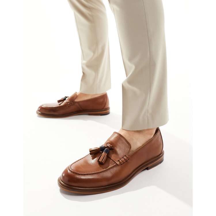 Walk London Putney Tassel Loafers In Tan Leather ASOS