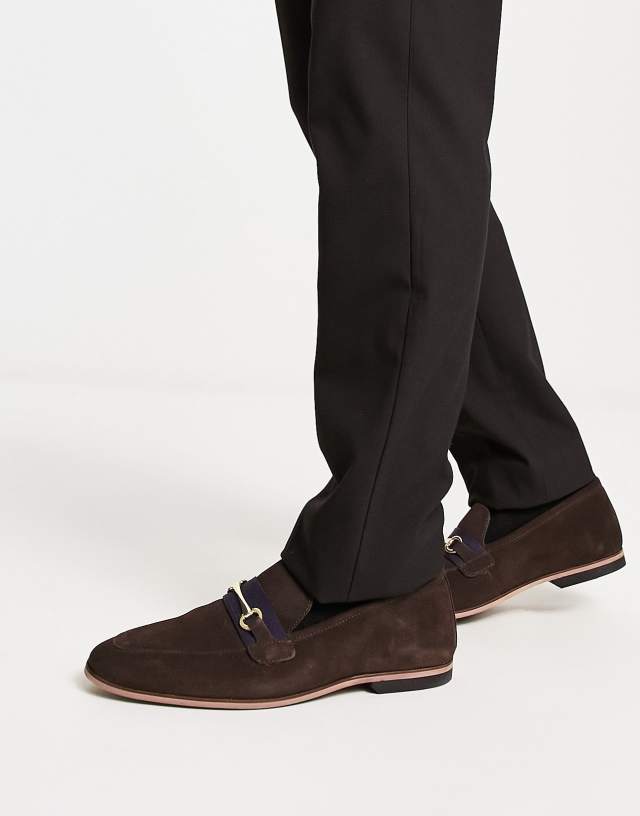 Walk London raphael bar loafers in brown suede