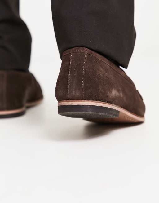 Walk London raphael bar loafers in brown suede | ASOS display picture 2