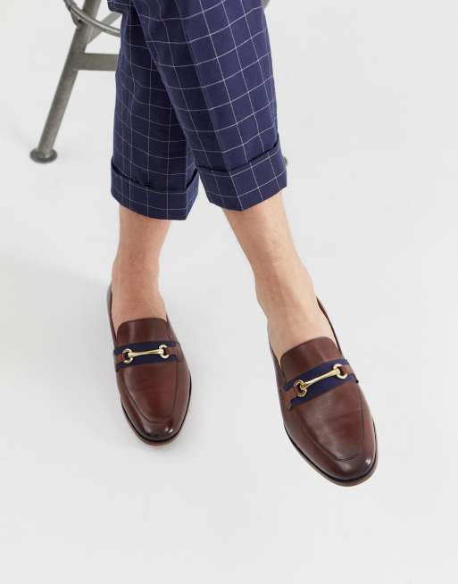 WALK London - Raphael - Loafers met staafje van bruin leer