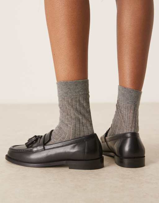 Walk London – Rhea – Czarne loafersy z frędzlami , 3 z 4