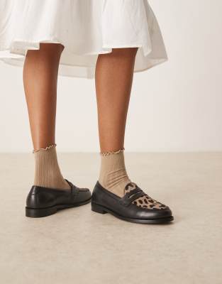 Walk London - Rhea - Loafer mit Tierfellmuster und Steg-Detail-Bunt