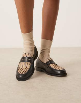 Walk London - Rhea - Loafer mit Zebraprint und Steg-Detail-Bunt
