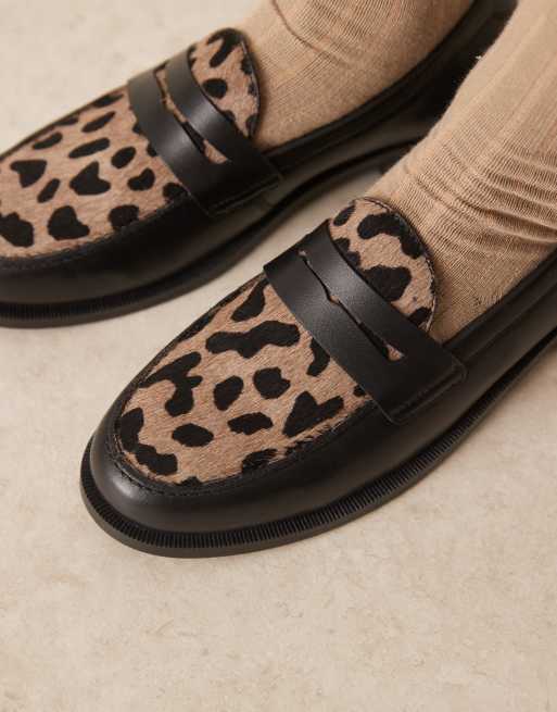 Walk London Rhea Saddle loafers in animal print ASOS - Main Image