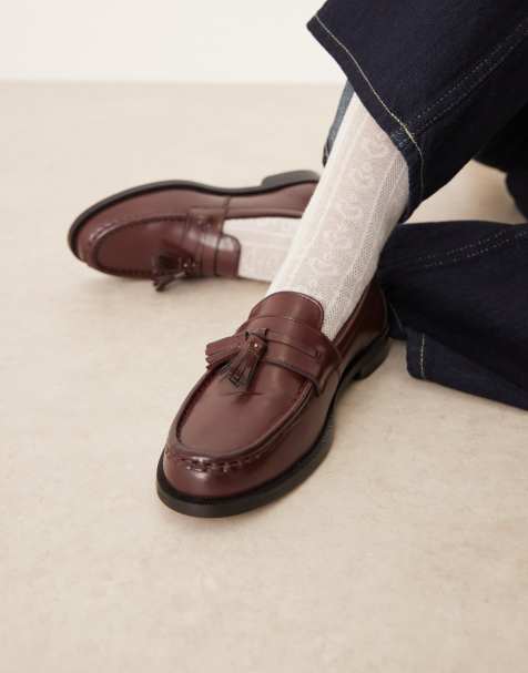 Walk London Rhea tassel loafers in cherry liqueur - view 1