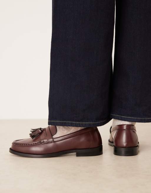 Walk London Rhea tassle loafers in cherry liqueur  , 2 of 4