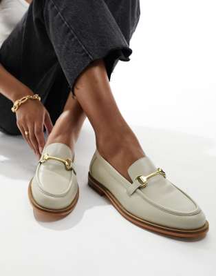 Walk London Rhea Trim Loafers In Off-white Leather