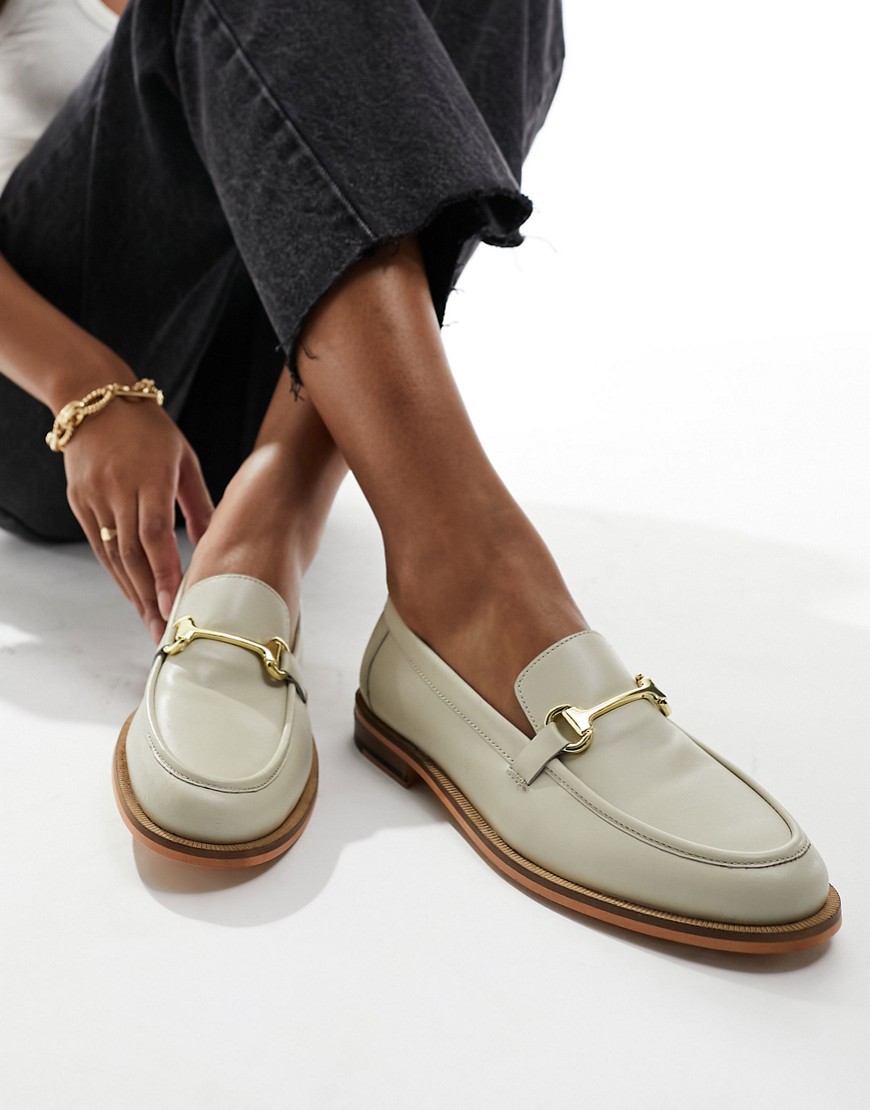 Rhea trim loafers in off-white leather