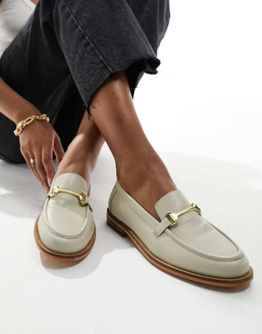 Walk London Rhea trim loafers in off white leather